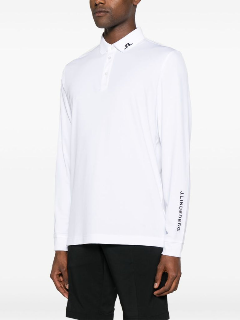 White Tour Tech Long-sleeve Polo Shirt
