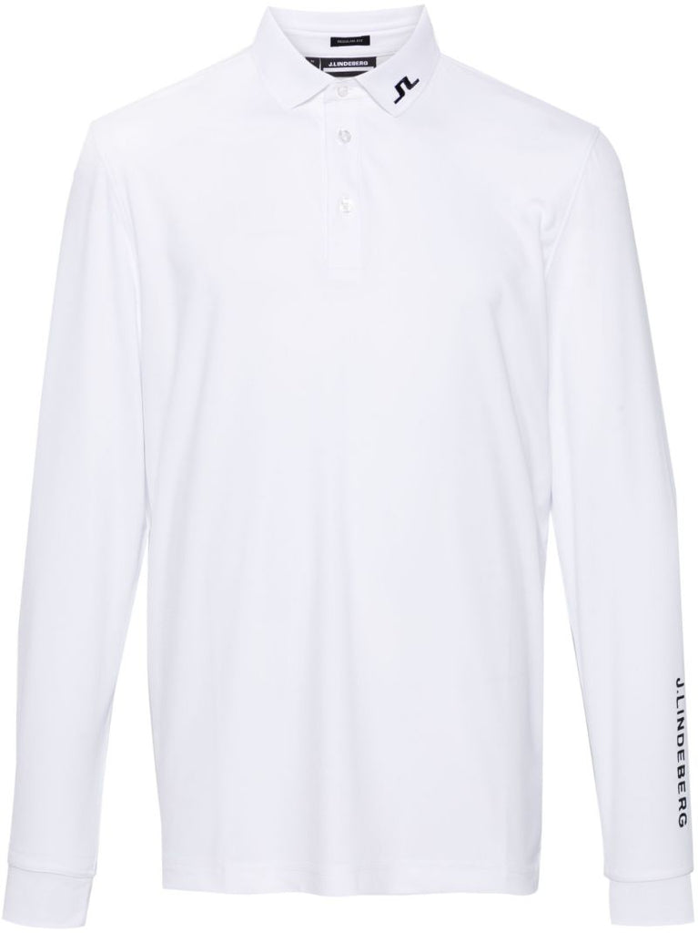 White Tour Tech Long-sleeve Polo Shirt