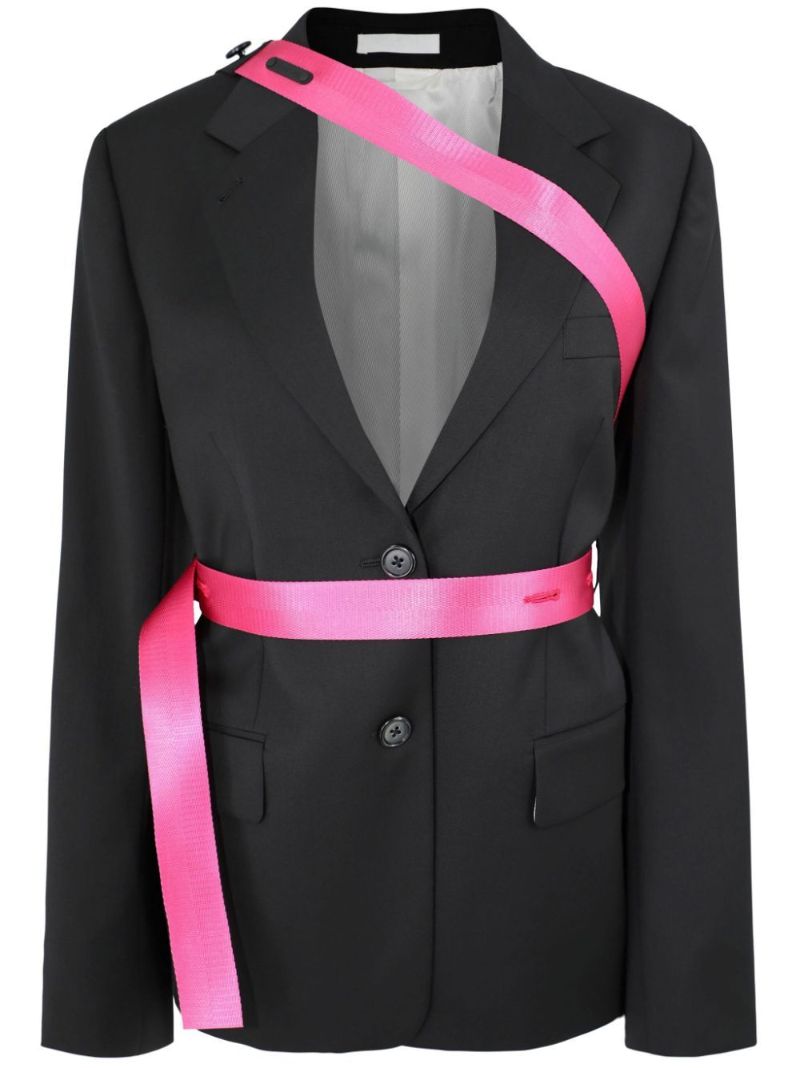 Black Seatbelt Wool Blazer
