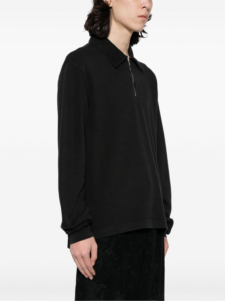 Black Half-zip Cotton Sweatshirt