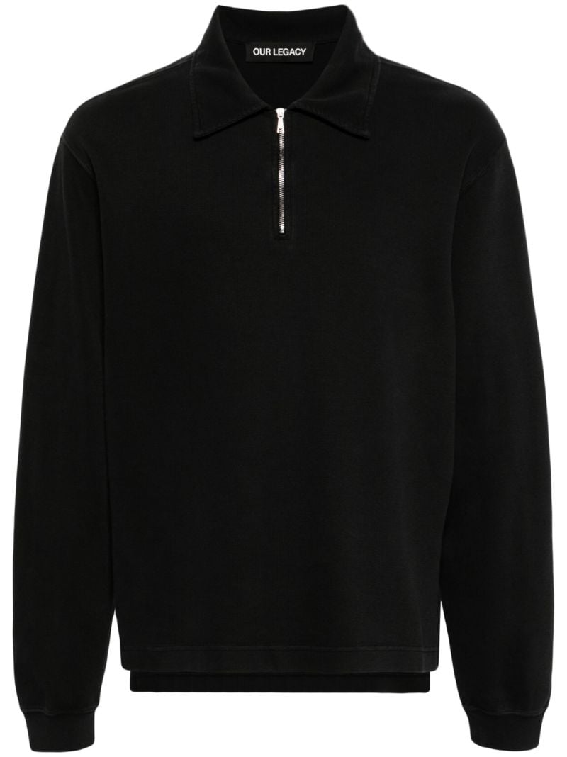 Black Half-zip Cotton Sweatshirt