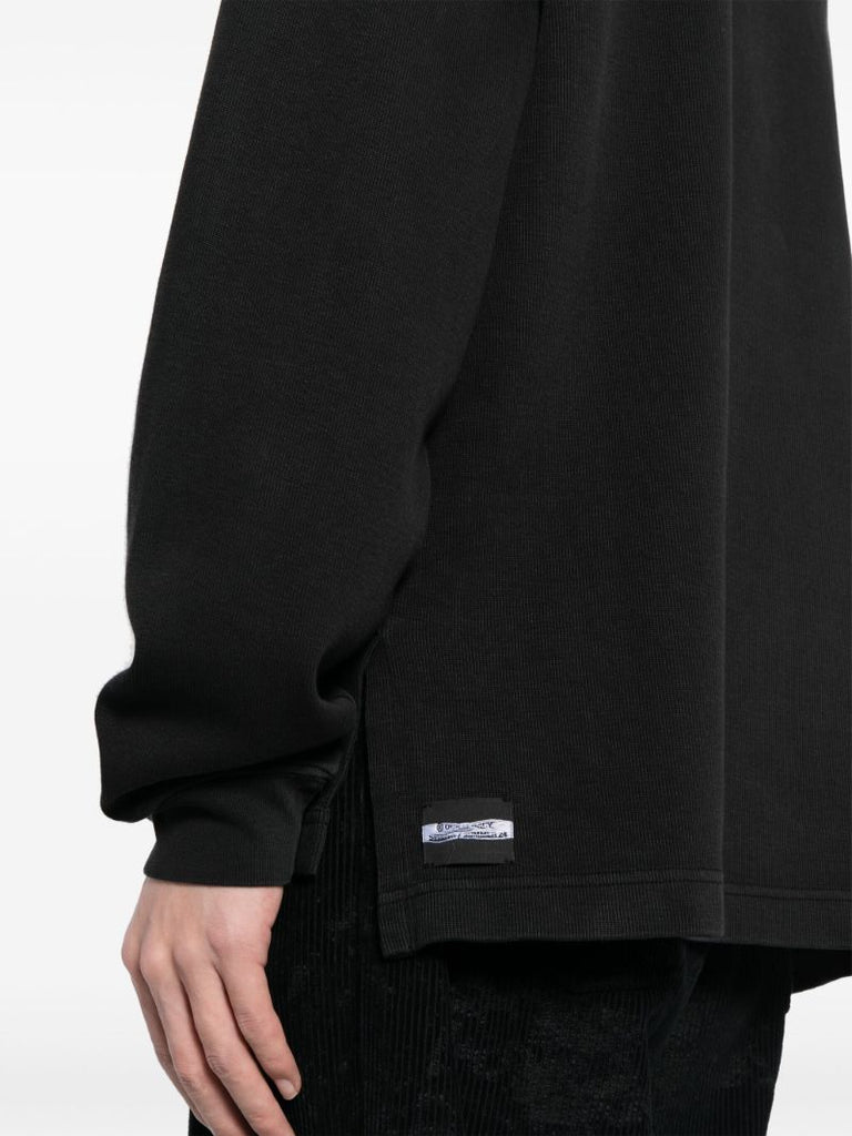 Black Half-zip Cotton Sweatshirt