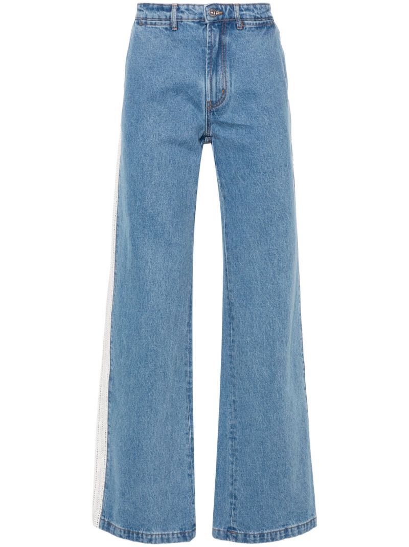 Blue Crochet-panel Wide-leg Jeans