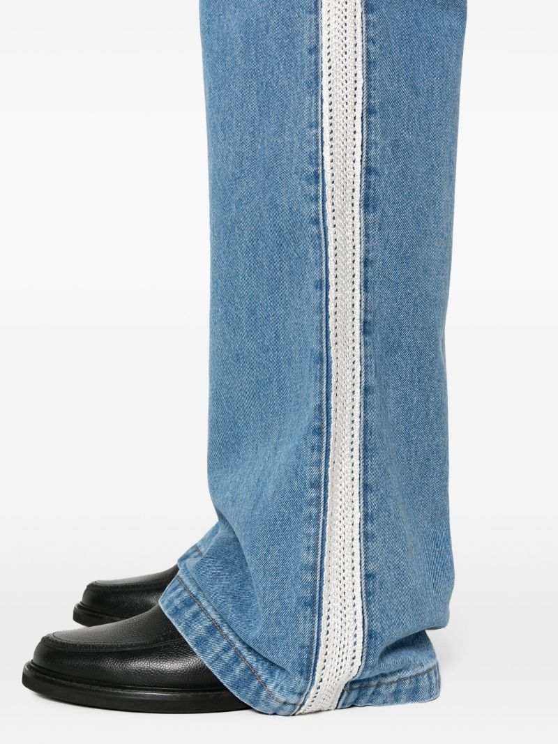 Blue Crochet-panel Wide-leg Jeans