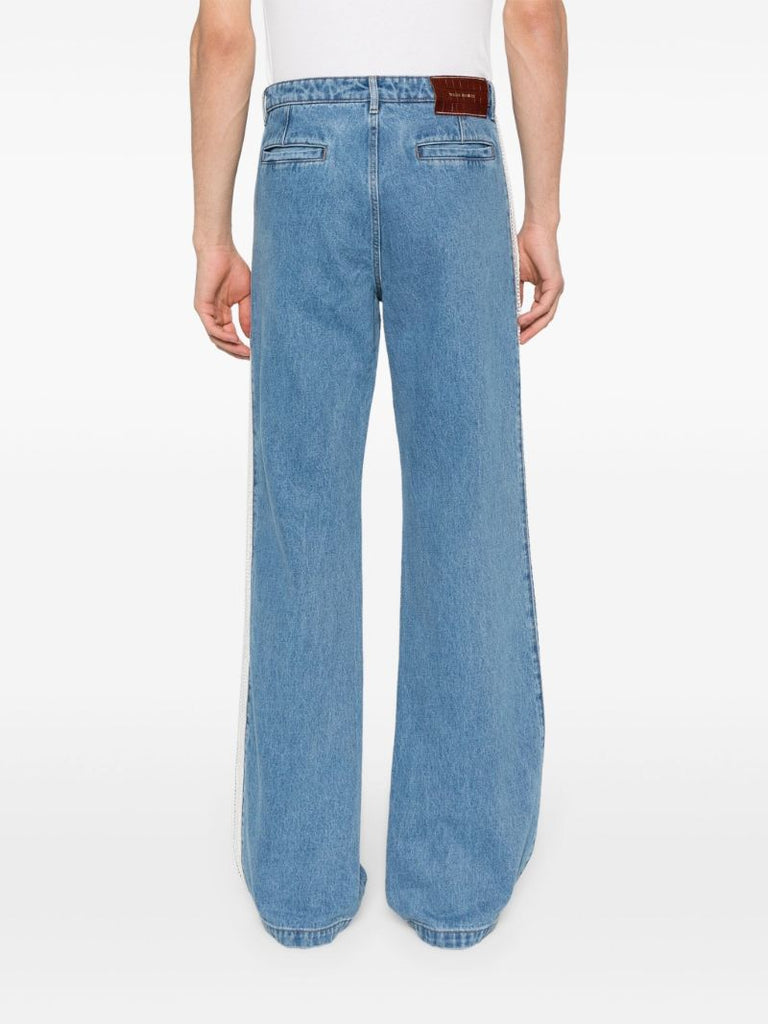 Blue Crochet-panel Wide-leg Jeans