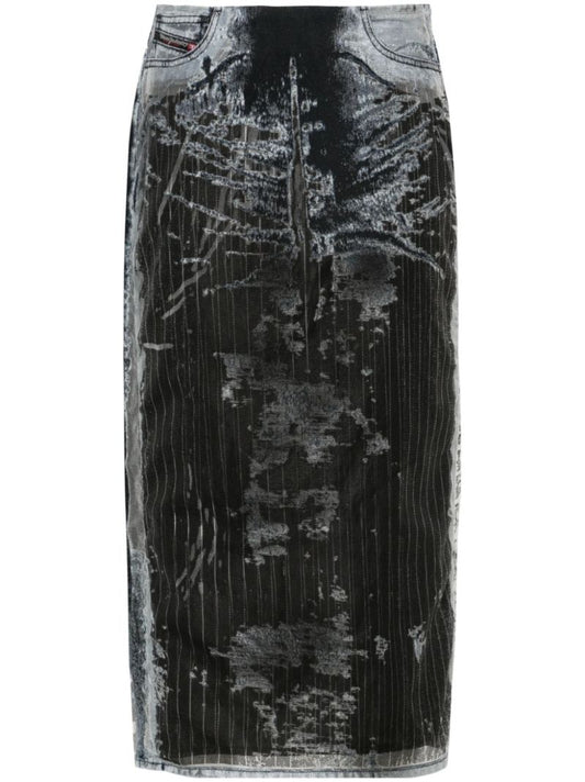 Black De-pra-fse1 Denim Midi Skirt