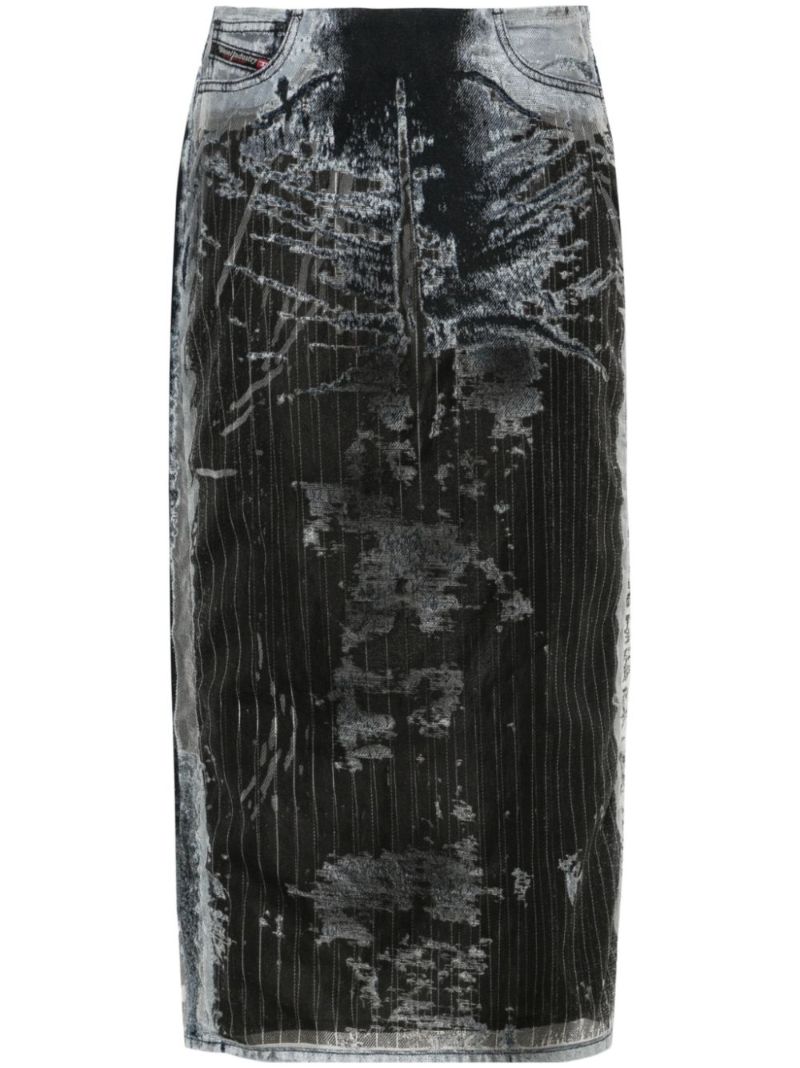 Black De-pra-fse1 Denim Midi Skirt