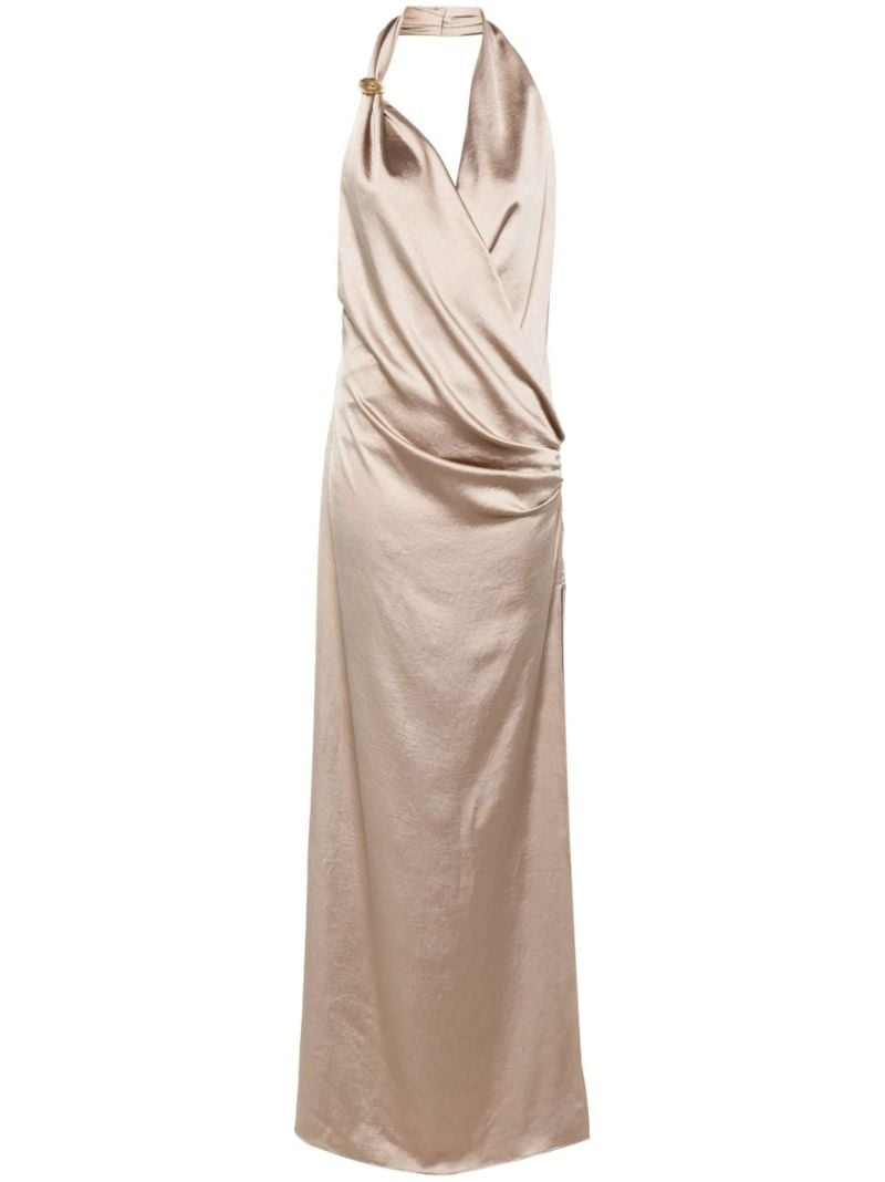 Neutral Satin Draped Dress