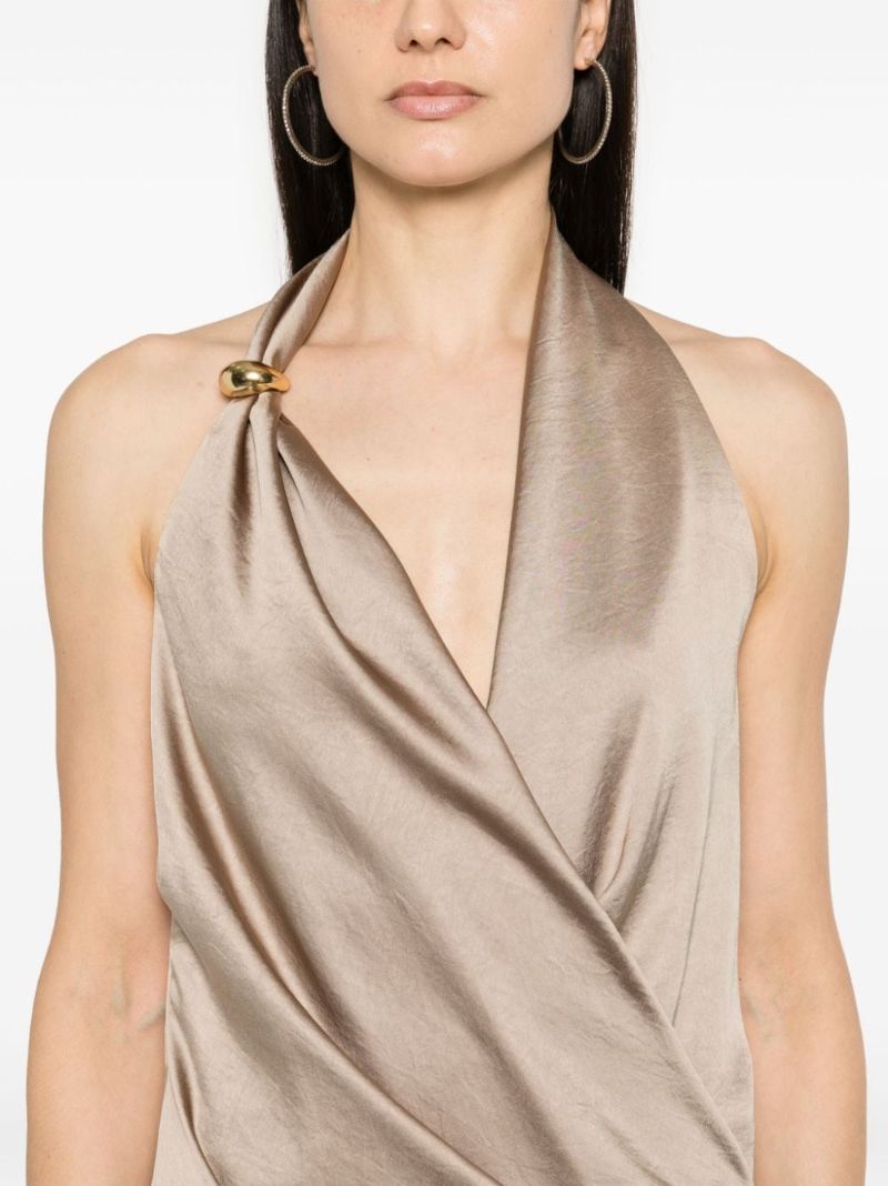 Neutral Satin Draped Dress