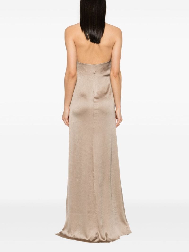 Neutral Satin Draped Dress