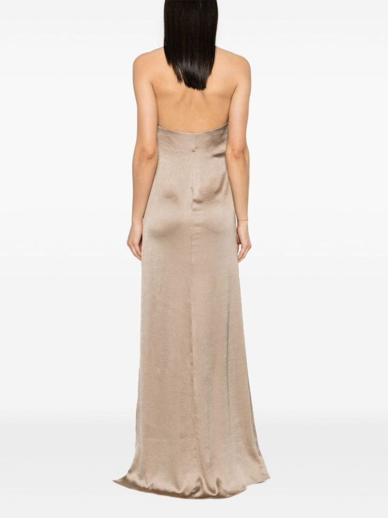Neutral Satin Draped Dress