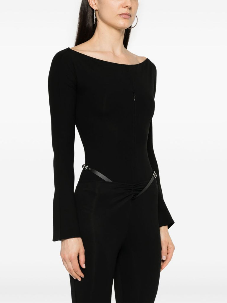 Black Boat Neck Bodysuit