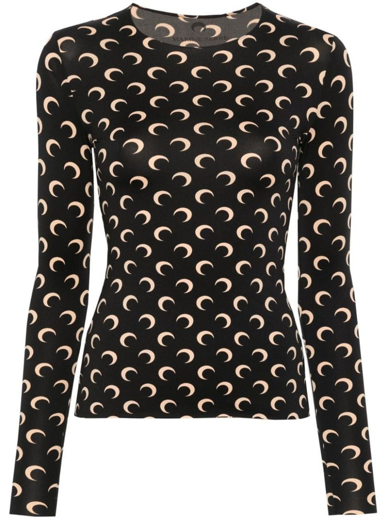 Black Second Skin Crescent Moon Top
