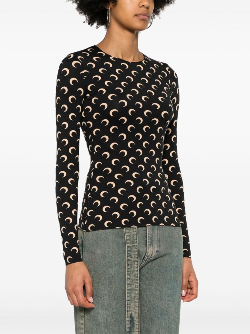 Black Second Skin Crescent Moon Top
