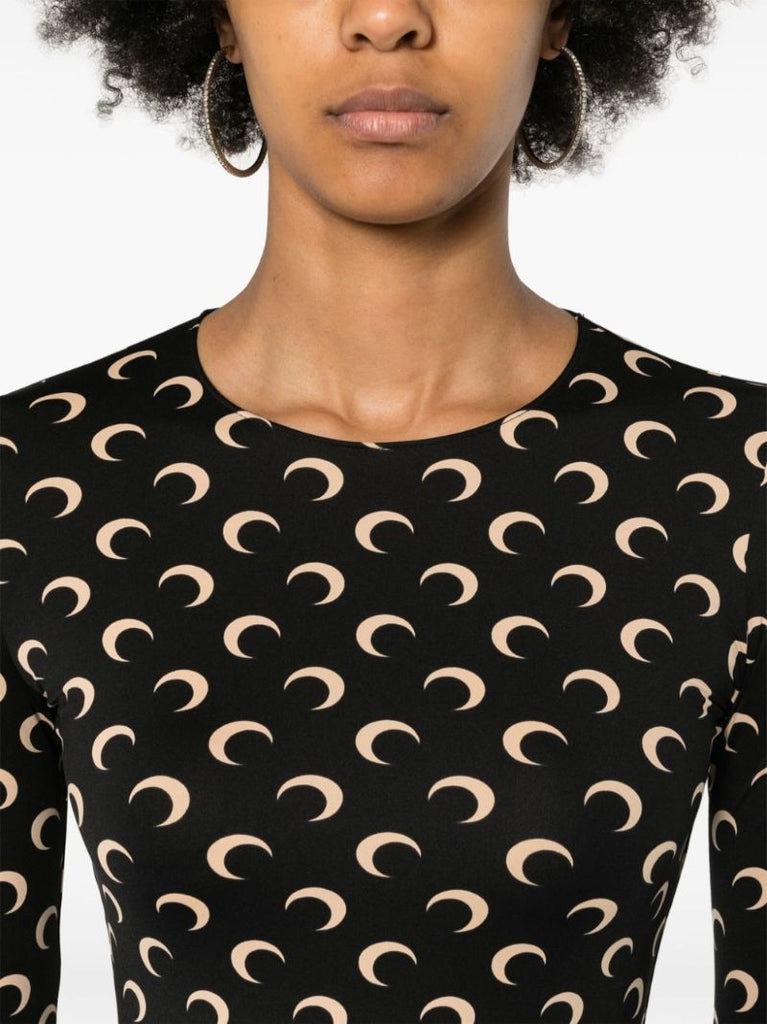 Black Second Skin Crescent Moon Top