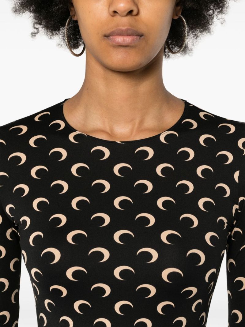 Black Second Skin Crescent Moon Top