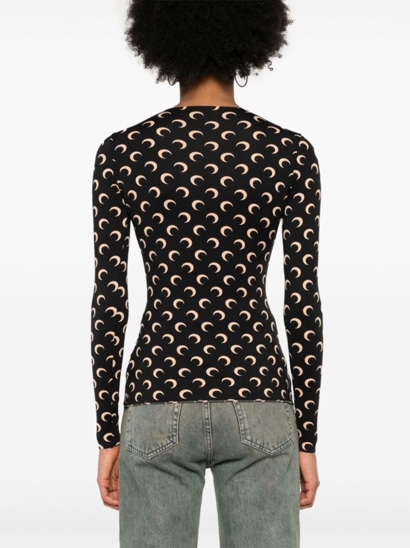 Black Second Skin Crescent Moon Top
