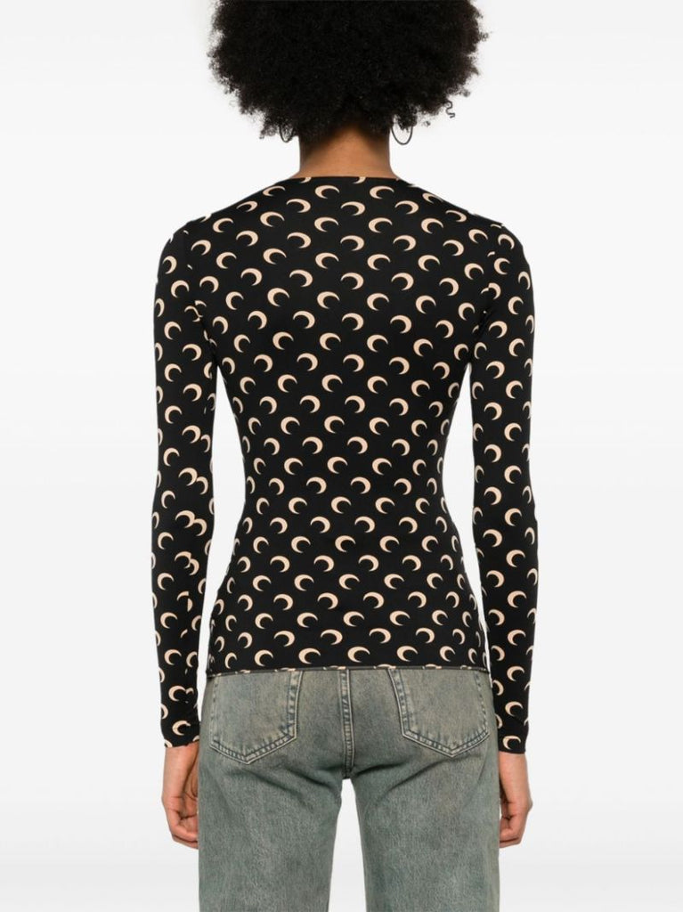 Black Second Skin Crescent Moon Top