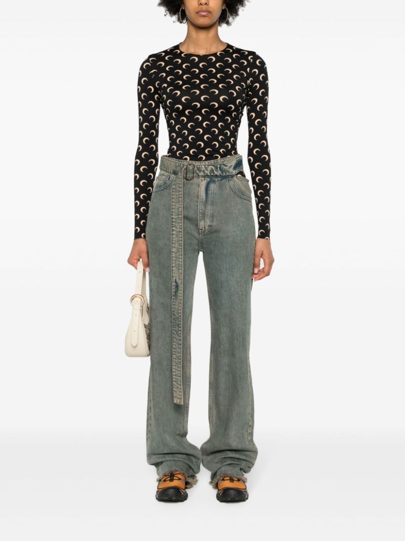 Black Second Skin Crescent Moon Top