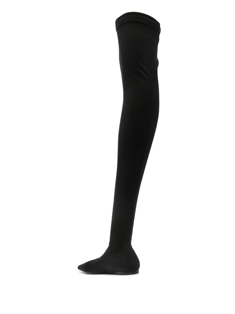 Black Thigh-high Flat Boots