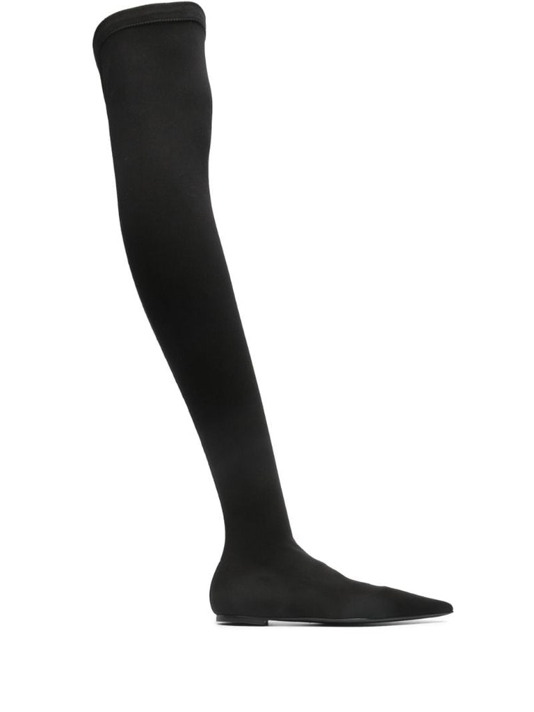 Black Thigh-high Flat Boots