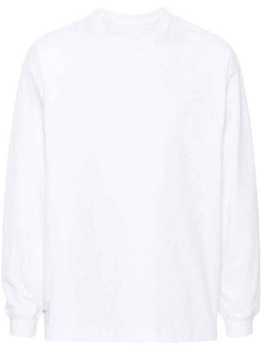 White Logo-embroidered Long-sleeved Cotton T-shirt