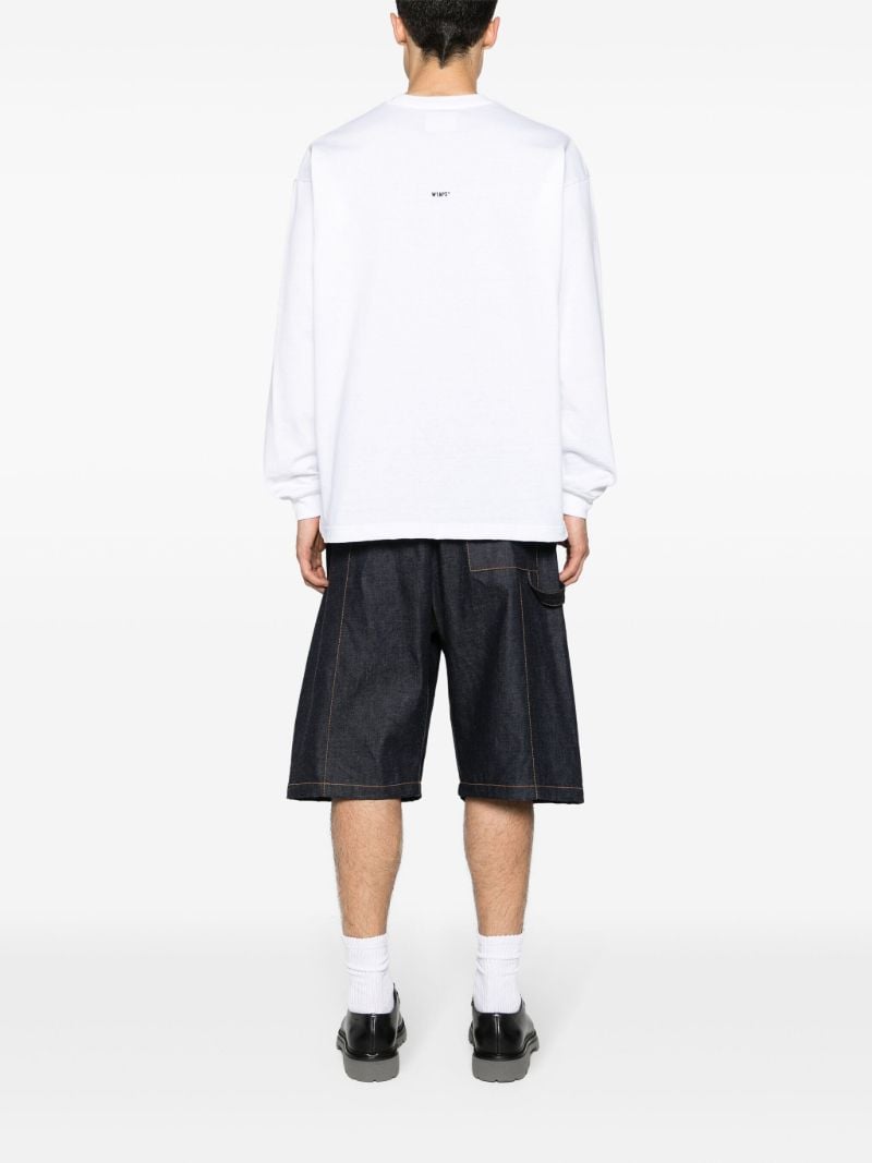 White Logo-embroidered Long-sleeved Cotton T-shirt