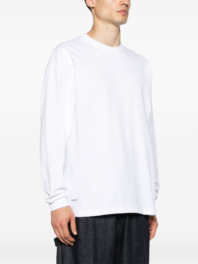 White Logo-embroidered Long-sleeved Cotton T-shirt