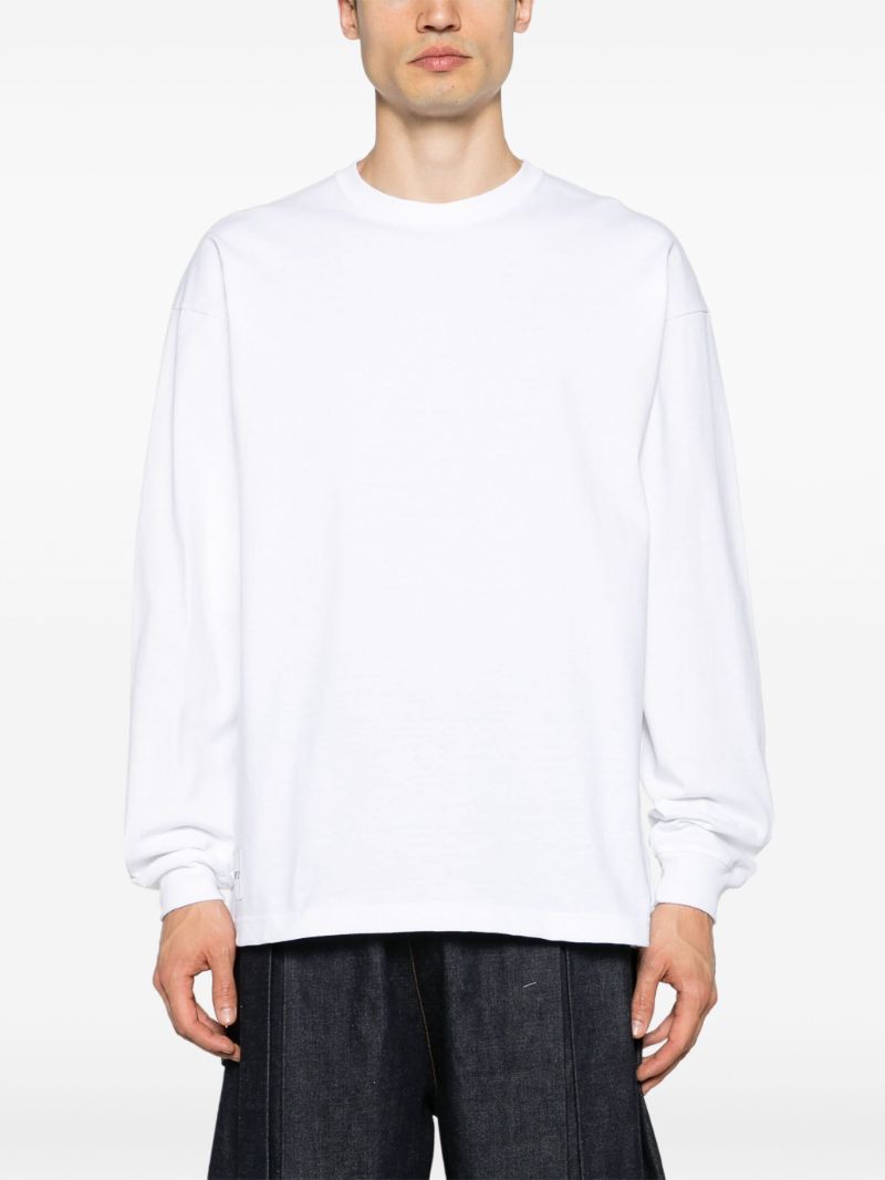 White Logo-embroidered Long-sleeved Cotton T-shirt