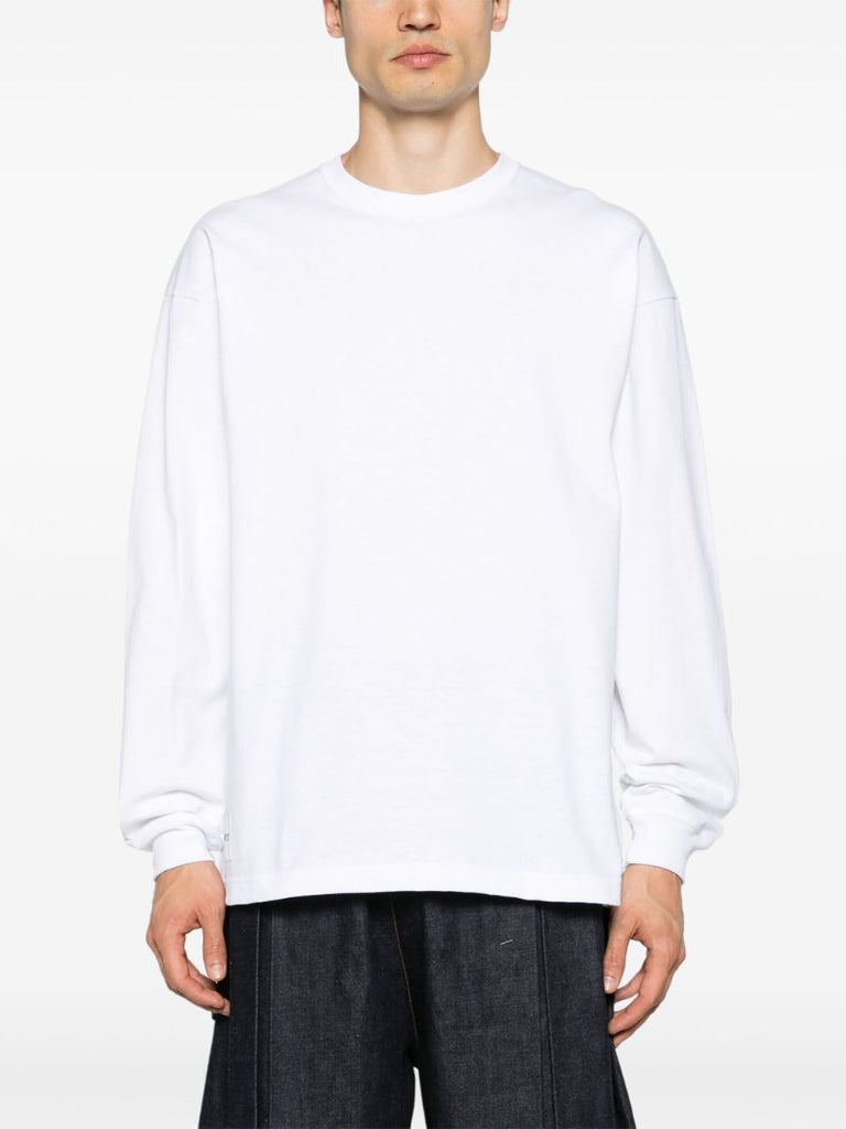White Logo-embroidered Long-sleeved Cotton T-shirt