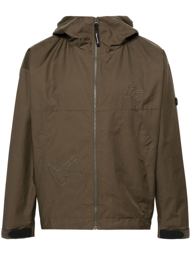 Brown Logo-embroidered Zip-up Jacket