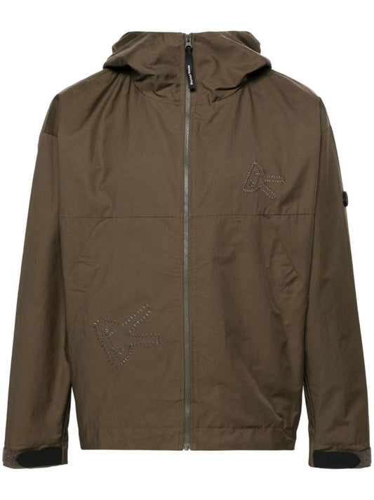 Brown Logo-embroidered Zip-up Jacket