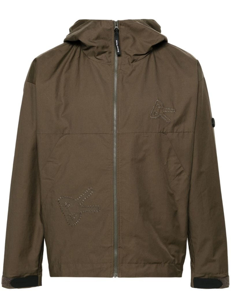 Brown Logo-embroidered Zip-up Jacket