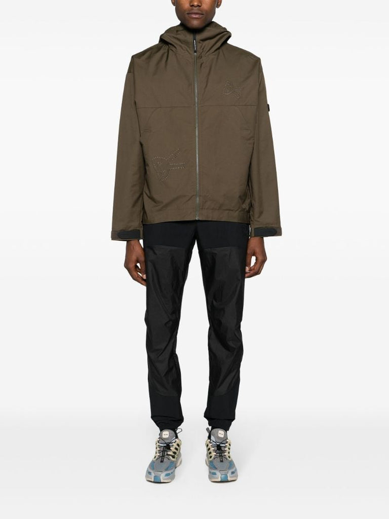 Brown Logo-embroidered Zip-up Jacket