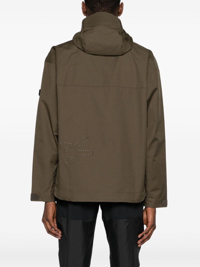 Brown Logo-embroidered Zip-up Jacket