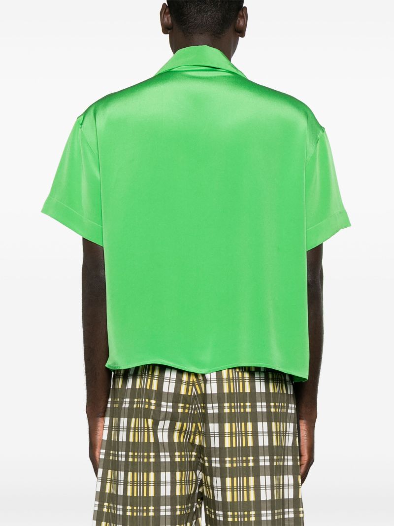 Green Embroidered Silk Shirt