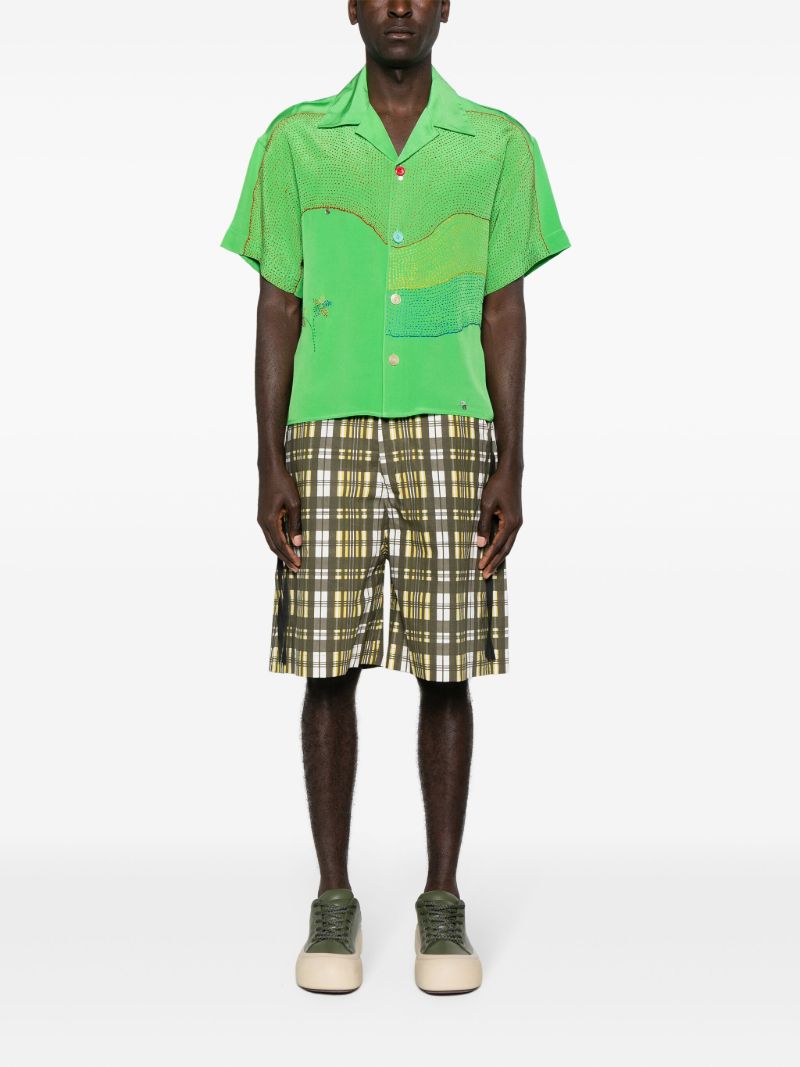 Green Embroidered Silk Shirt