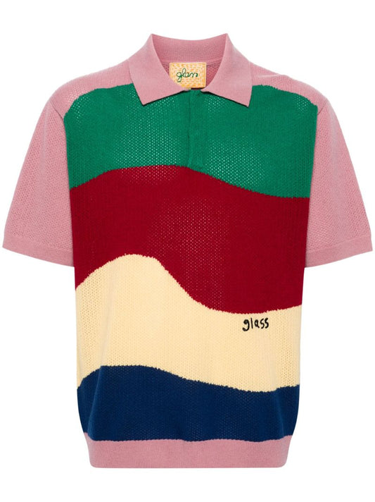 Pink Striped Wool Polo Shirt