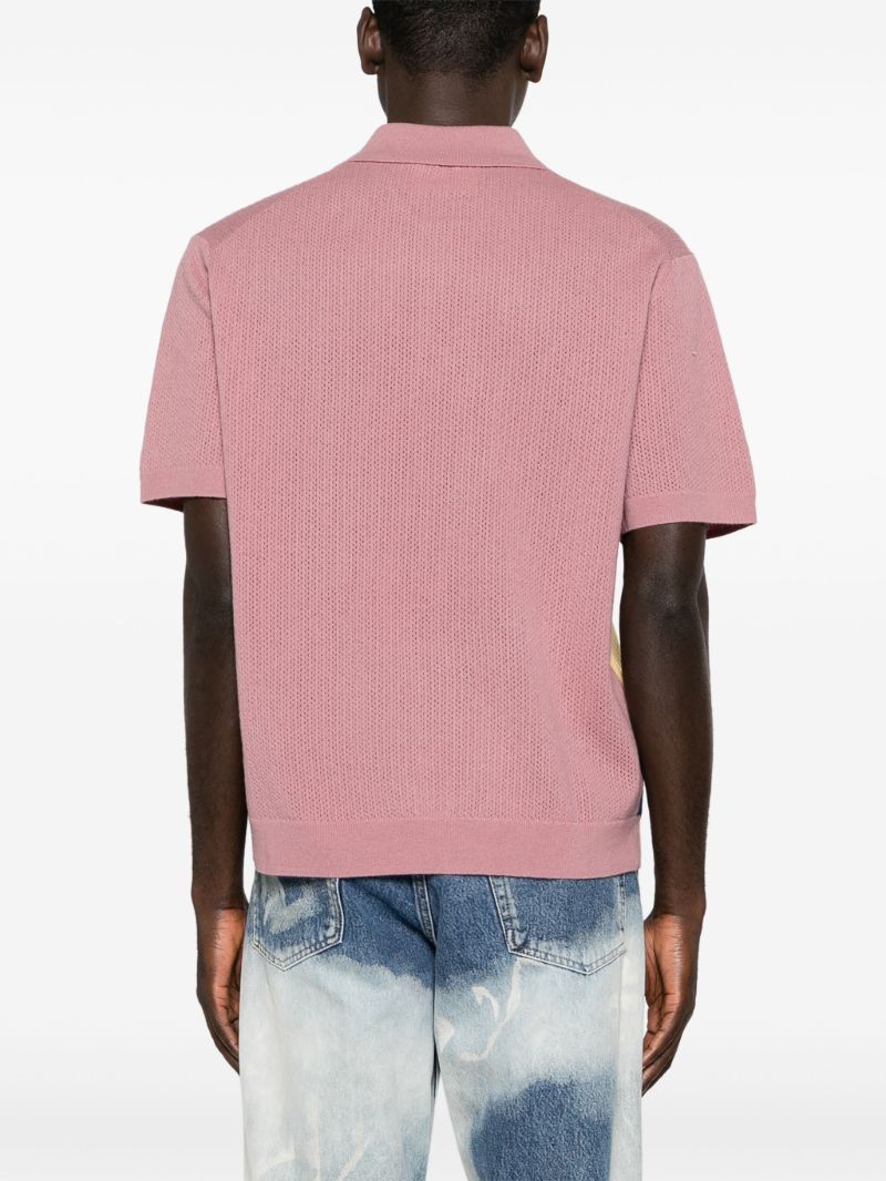 Pink Striped Wool Polo Shirt
