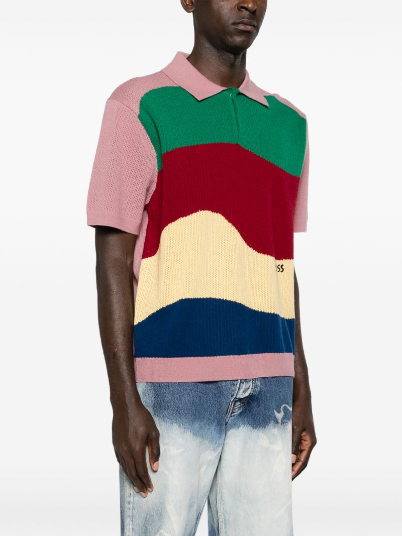 Pink Striped Wool Polo Shirt