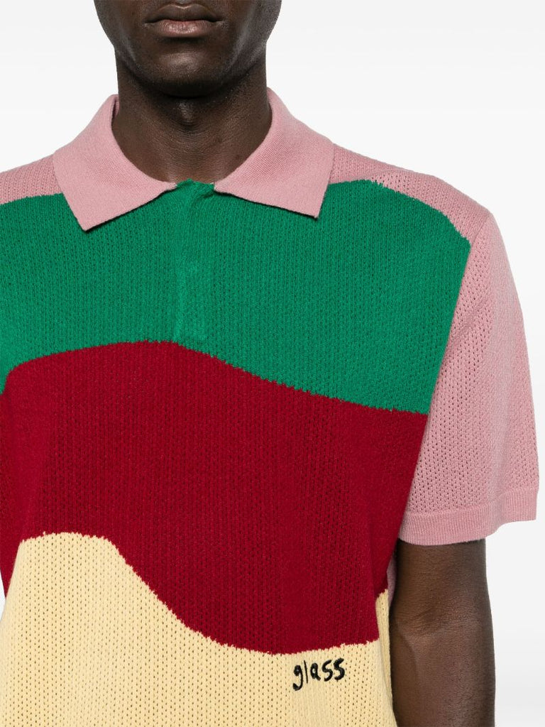 Pink Striped Wool Polo Shirt