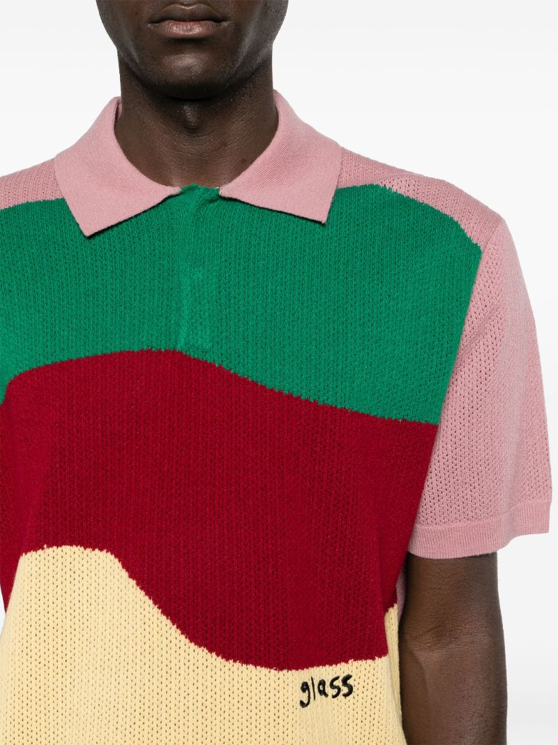 Pink Striped Wool Polo Shirt