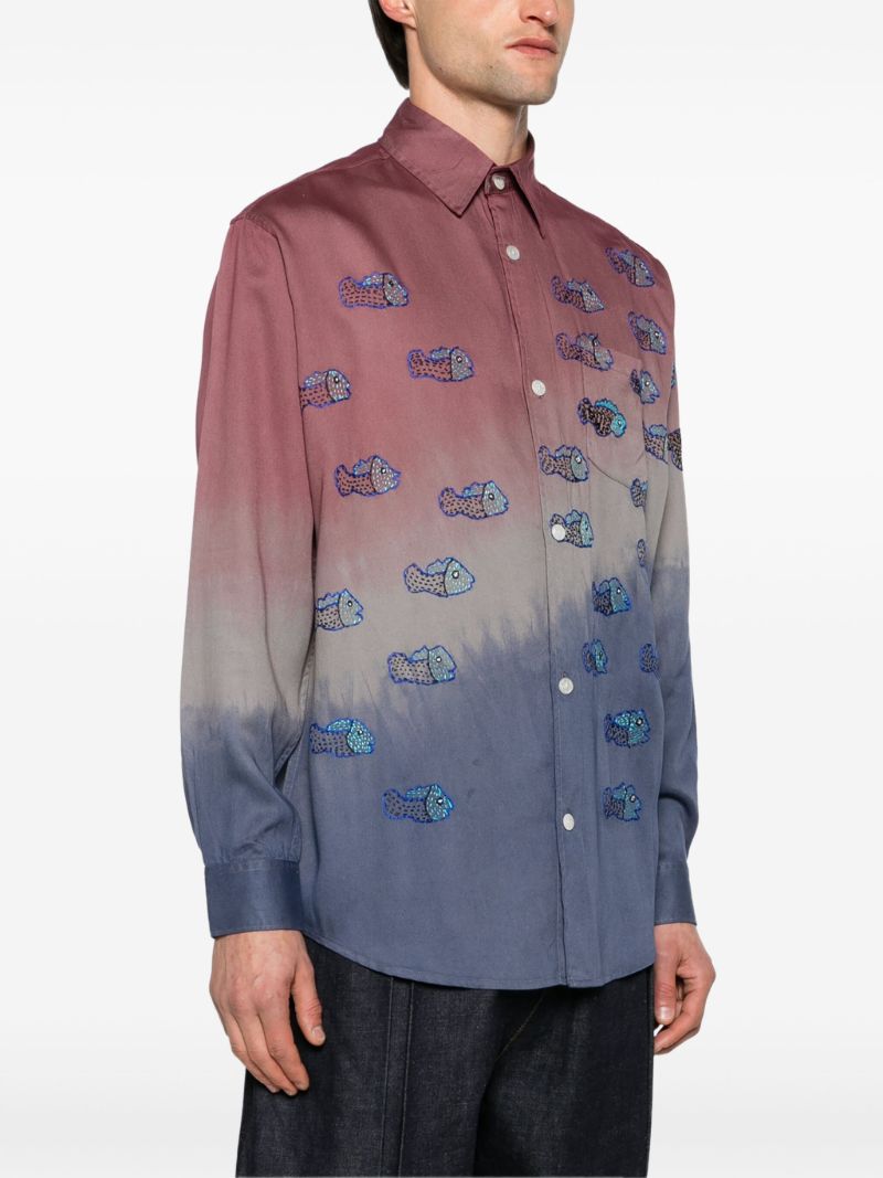Blue Block Dyed Tie-dye Shirt