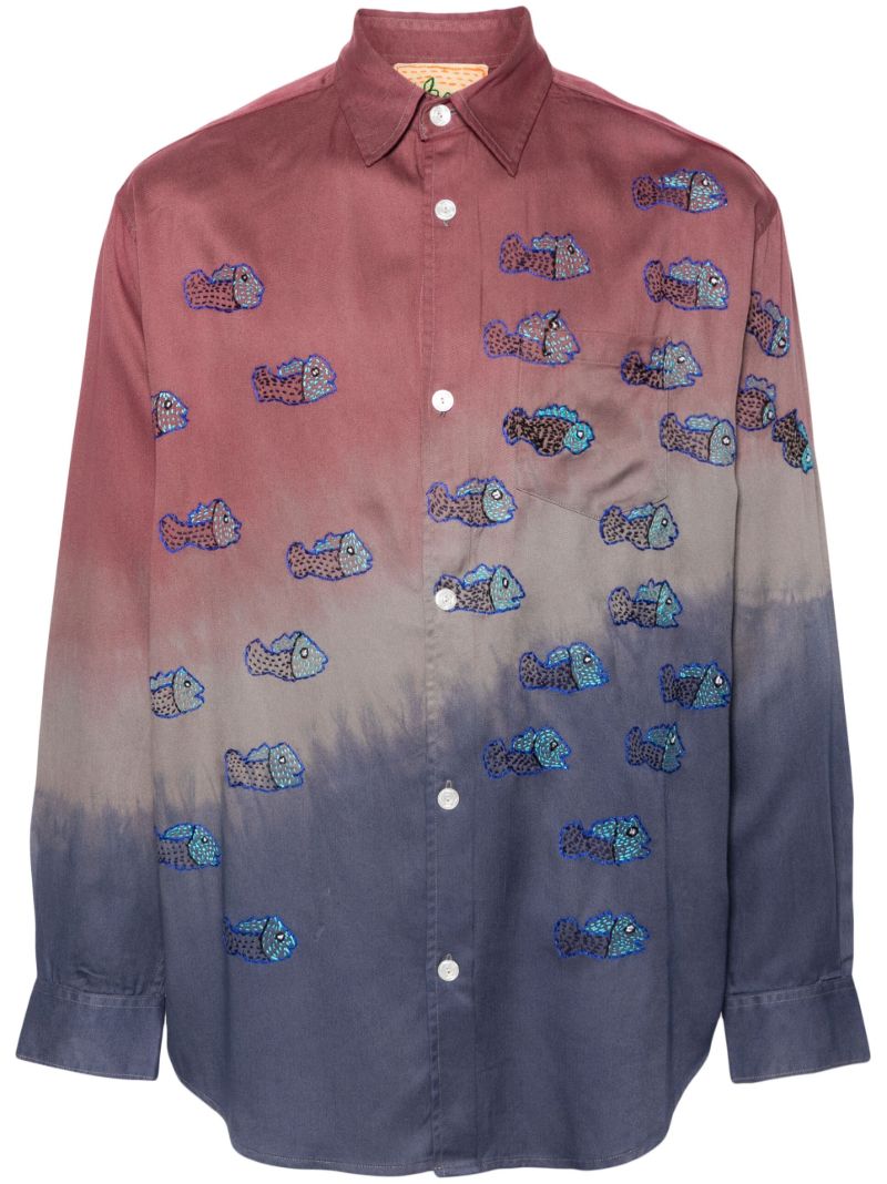 Blue Block Dyed Tie-dye Shirt