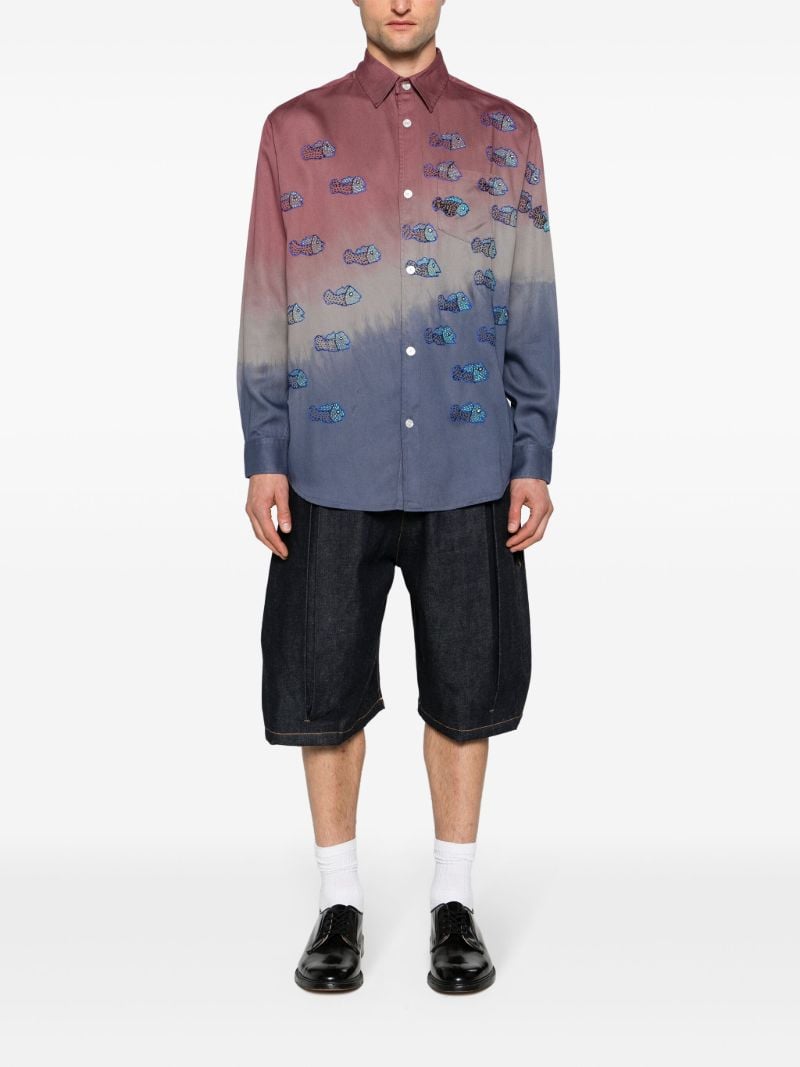 Blue Block Dyed Tie-dye Shirt
