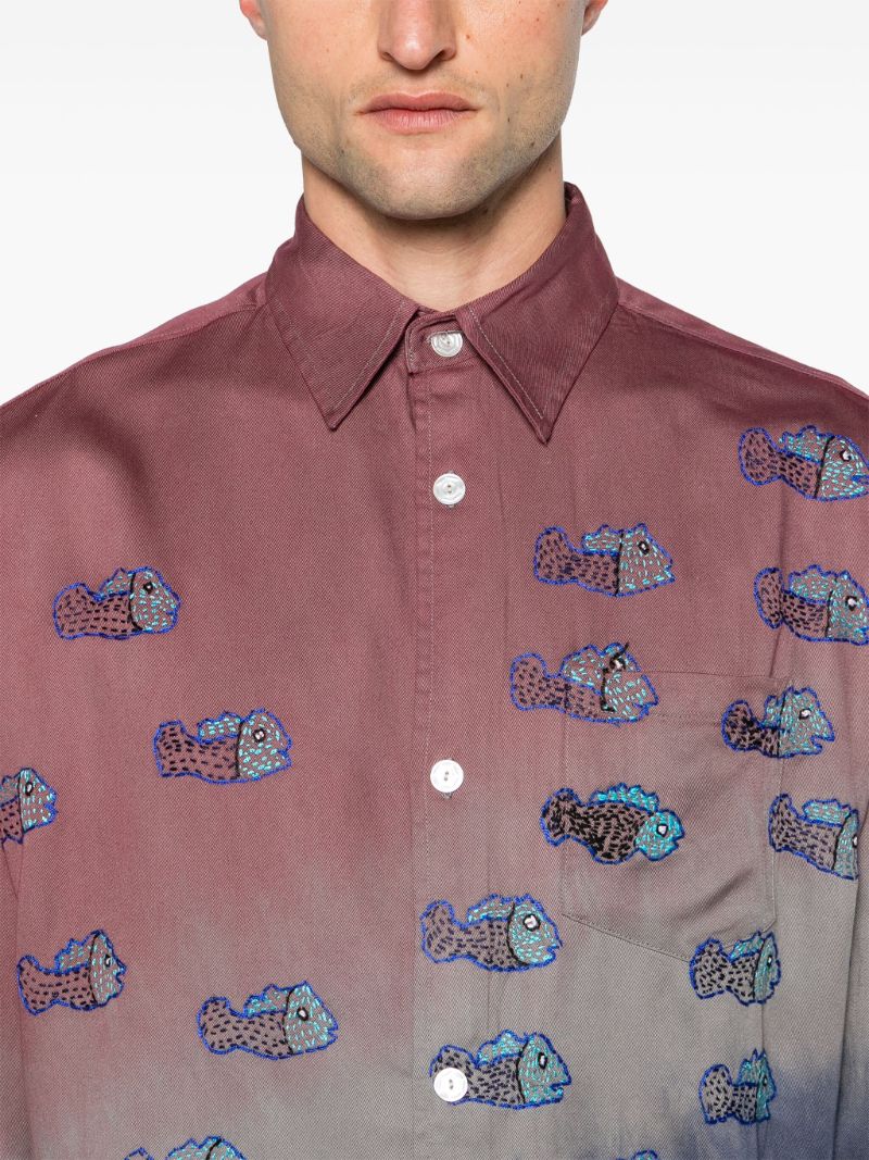 Blue Block Dyed Tie-dye Shirt