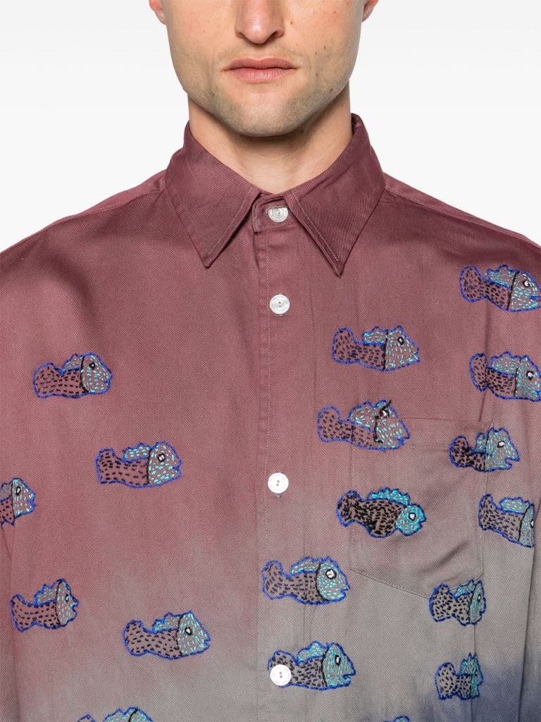 Blue Block Dyed Tie-dye Shirt