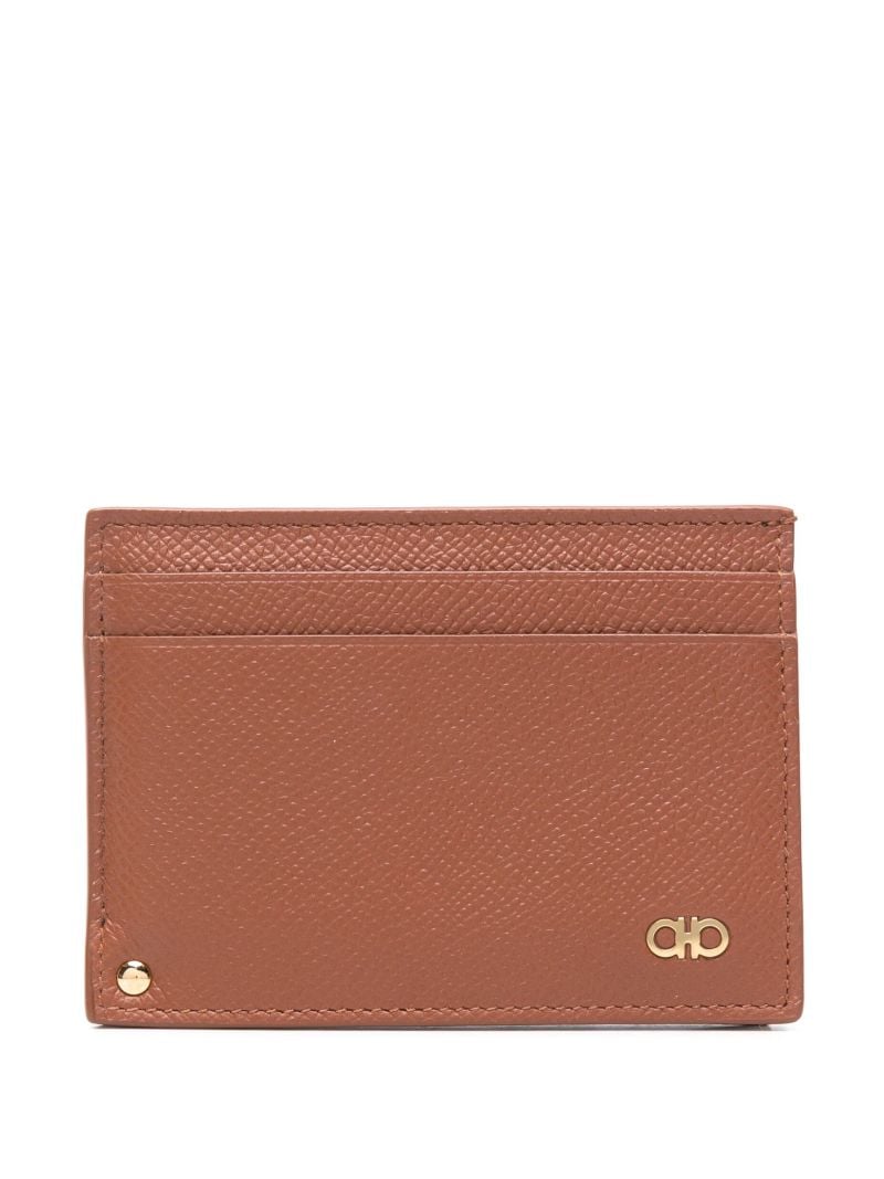 Brown Gancini-buckle Leather Card Holder