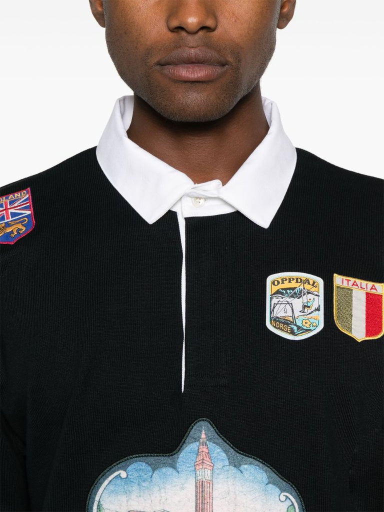 Black Multi-patch Polo Shirt