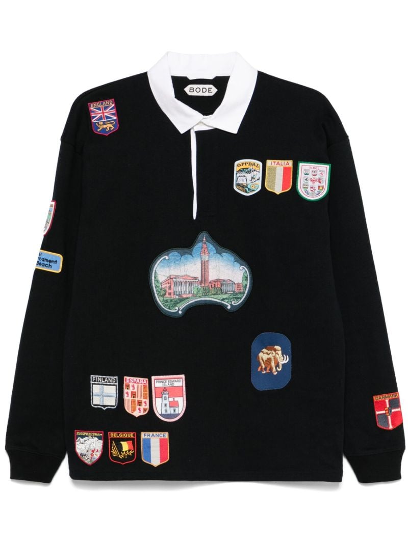 Black Multi-patch Polo Shirt
